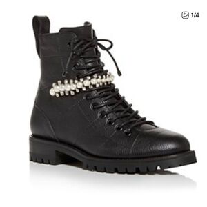 Jimmy Choo Black Leather Pearl boots- Cruz